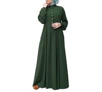 DOTBUY-SHOP Muslimisches Kleid Damen Ohne Hijab Muslim Sommerkleid Lange Robe Naher Osten Dubai Türkei Arab Islamischer Ramadan Gebetskleidung Abaya für Frauen Lässiger Retro