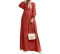 DOTBUY-SHOP Muslimisches Kleid Damen Ohne Hijab Muslim Sommerkleid Lange Robe Naher Osten Dubai Türkei Arab Islamischer Ramadan Gebetskleidung Abaya für Frauen S-5XL (4XL,8039 Rot)