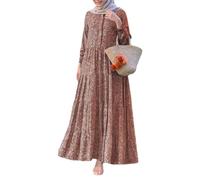 DOTBUY-SHOP Muslimisches Kleid Damen Ohne Hijab Muslim Sommerkleid Lange Robe Naher Osten Dubai Türkei Arab Islamischer Ramadan Gebetskleidung Abaya für Frauen S-5XL
