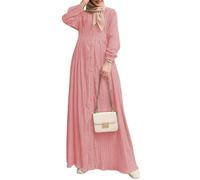 DOTBUY-SHOP Muslimisches Kleid Damen Ohne Hijab Muslim Sommerkleid Lange Robe Naher Osten Dubai Türkei Arab Islamischer Ramadan Gebetskleidung Abaya für Frauen S-5XL (5XL,8039 Rosa)