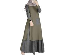 DOTBUY-SHOP Muslimisches Kleid Damen Ohne Hijab Muslim Sommerkleid Polyester Lange Robe Naher Osten Dubai Türkei Arab Islamischer Ramadan Gebetskleidung Abaya für Frauen S-5XL