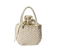 DOTBUY-SHOP Stroh Strandtasche, Elegant Mini Korbtasche 2025 Strohtaschen Damen Sommer Leger Korbtaschen Damen, Handgewebte Sommertaschen Basttasche für Sommerurlaub, Reisen & Urlaub (Beige)