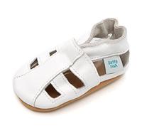 Dotty Fish Baby Leder-Sandalen - weiche Sohle, Barfuß, rutschfest | Atmungsaktiv, Leicht, Flexibel, Breite Zehenbox