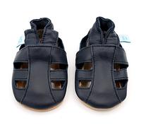 Dotty Fish Baby Leder-Sandalen - weiche Sohle, Barfuß, rutschfest | Atmungsaktiv, Leicht, Flexibel, Breite Zehenbox