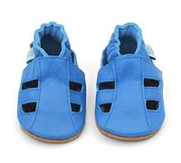 Dotty Fish Baby Sandalen mit weicher Sohle - Barfußgefühl, rutschfest, atmungsaktives Leder, Lauflernschuhe für Babys & Kleinkinder, Sommerschuhe Jungen & Mädchen - Blau 6-12 Monate