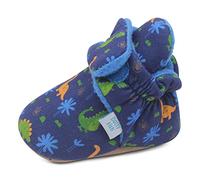 Dotty Fish Baby Winterschuhe mit wildeledersohle. Warme Baby Stiefel aus Baumwoll-Futter. Rutschfest. Marineblau mit Dinosauriern. 12-18 Monate