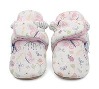 Dotty Fish Baby Winterschuhe Warme Baby Stiefel aus Baumwoll-Futter mit rutschfeste wildeledersohle. Rosa mit Bienen und Schmetterlingen. 12-18 Monate