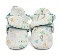 Dotty Fish Baby Winterschuhe Warme Baby Stiefel aus Baumwoll-Futter mit rutschfeste wildeledersohle. Teal Fleece mit Safari-Tieren. 6-12 Monate