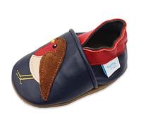 Dotty Fish Babyschuhe aus weichem Leder - rutschfeste Hausschuhe mit weicher Sohle, leicht und atmungsaktiv, als Krabbelschuhe geeignet, Unisex - Holly das Rotkehlchen 2-3 Jahre