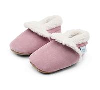 Dotty Fish Barfuß-Hausschuhe aus Wildleder für Babys & Kinder - Fleecegefütterte Winter-Pantoffeln für Jungen & Mädchen - Rutschfeste Sohle, Warm & Gemütlich - Rosa 18-24 Monate