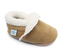 Dotty Fish Barfuß-Hausschuhe aus Wildleder für Babys & Kinder - Fleecegefütterte Winter-Pantoffeln für Jungen & Mädchen - Rutschfeste Sohle, Warm & Gemütlich - Hellbraun 3-4 Jahre