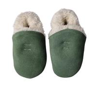 Dotty Fish Barfuß-Hausschuhe aus Wildleder für Babys und kinder - Fleecegefütterte Winterhausschuhe für Jungen und Mädchen. Rutschfeste Sohle, von Podologen empfohlen - Grün 6-12 Monate