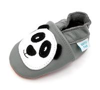 Dotty Fish weiche Leder Babyschuhe mit rutschfesten Wildledersohlen. Kleinkind Schuhe. Krabbelschuhe. Jungen. Grau Panda. 2-3 Jahre (25 EU)