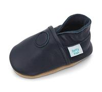 Dotty Fish weiche Leder Babyschuhe mit rutschfesten Wildledersohlen. Kleinkind Schuhe. Mädchen und Jungen. Einfach nur Marineblau. 6-12 Monate (19 EU)