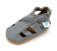 Dotty Fish Weiche Baby und Kleinkind Lederschuhe. Jungen und Mädchen. Sandalen grau. 6-12 Monate (19 EU)