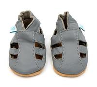 Dotty Fish Weiche Baby und Kleinkind Lederschuhe. Jungen und Mädchen. Sandalen grau. 12-18 Monate (21 EU)