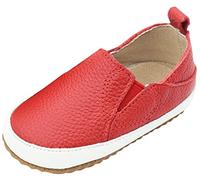 Dotty Fish sportliche Lederschuhe für Kinder. Jungen Mädchen Slip On Sportschuhe. Lauflernschuhe. Rot Slip On Kinderschuhe rutschfest (21 EU)