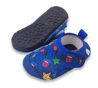 Dotty Fish Wasserschuhe für Babys und Kinder - Barfußgefühl, rutschfest für Pool & Strand, schnelltrocknend, Flexible Gummisohle, Verstellbarer Verschluss, Jungen & Mädchen - Meerestiere - 27-28 EU