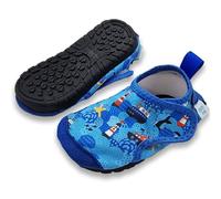 Dotty Fish Wasserschuhe für Babys und Kinder - Barfußgefühl, rutschfest für Pool & Strand, schnelltrocknend, Flexible Gummisohle, Verstellbarer Verschluss, Jungen & Mädchen - Blaues Boot - 27-28 EU