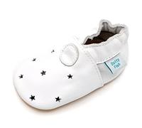 Dotty Fish weiche Leder Babyschuhe mit rutschfesten Wildledersohlen. Mädchen und Jungen. Weiß mit kleinen Sternen. 2-3 Jahre (25 EU)