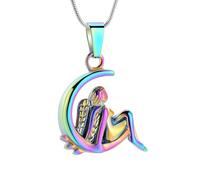 DOTUIARG Angel Moon Edelstahl-Einäscherungsanhänger Halskette Asche Erinnerungshalter Gedenkurnen-Halskette