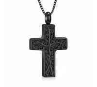 DOTUIARG Baum-des-Lebens-Urnen-Halsband für Asche-Kreuz-Einäscherung für Frauen Männer Aschen-Anhänger Andenken Gedenkstätte für Schmuck für Menschen