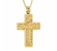 DOTUIARG Baum-des-Lebens-Urnen-Halsband für Asche-Kreuz-Einäscherung für Frauen Männer Aschen-Anhänger Andenken Gedenkstätte für Schmuck für Menschen