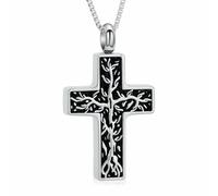 DOTUIARG Baum-des-Lebens-Urnen-Halsband für Asche-Kreuz-Einäscherung für Frauen Männer Aschen-Anhänger Andenken Gedenkstätte für Schmuck für Menschen