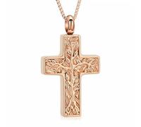 DOTUIARG Baum-des-Lebens-Urnen-Halsband für Asche-Kreuz-Einäscherung für Frauen Männer Aschen-Anhänger Andenken Gedenkstätte für Schmuck für Menschen