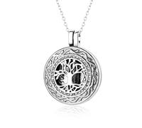 DOTUIARG Edelstahl Runde Baum des Lebens Urne Halsketten Einäscherung Schmuck Andenken Memorial Anhänger Medaillon für Asche