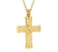 DOTUIARG Urne Halskette für Asche Kreuz Einäscherung Schmuck Baum des Lebens Edelstahl Memorial Halskette Andenken Esche Anhänger für Männer Frauen