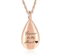 DOTUIARG Urne Halsketten für Asche Wassertropfen Kristall Anhänger Medaillon Edelstahl Andenken Memorial Asche Schmuck Custom Gravur