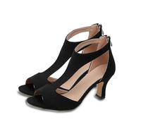 Dotwites Nevriz Orthopädische High Heels, elegante lässige orthopädische Leder-Pumpschuhe, Damen-Sommer-Sandalen mit offenem Zehenbereich, Schwarz , 38 EU
