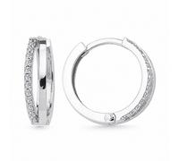 Double Creole Diamanten Brillant-Schliff Ohrringe 14 Karat Weißgold