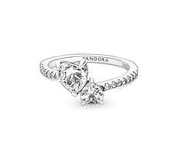 Double Heart Sterling Silver Ring with Clear Cubic Zirconia