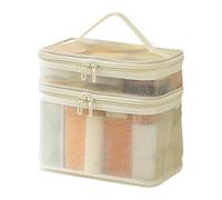 Double-Layer Makeup Bag, Nylon Mesh Toiletry Organizer & Spacious Cosmetic