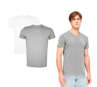 DOUBLE M, Packung mit 1, 2, 4 Herren Rundhals-T-Shirts, Einfarbig, Basic Kurzarm-T-Shirts, T-Shirts Baumwolle und Elasthan, Mittlere Passform, Lässiger Stil, Stoff, Größen X-XXL