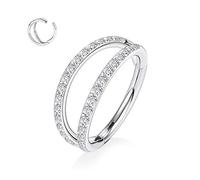 Double Stack CZ Septum Nasenring Septum Schmuck Nasenring Hoop Helix Conch Piercing Schmuck Septum Clicker Septum Schmuck Knorpel Ohrringe Chirurgenstahl Helix Ohrring Hoop Daith Ring 16G 8mm Silber