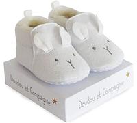 Doudou et Compagnie - Hausschuhe Hasen Baby - weiß - kleine Hausschuhe weich und warm - mit Geschenkbox - waschbar bei 30 °C - ab der Geburt - Geschenkidee zur Geburt - DC3707