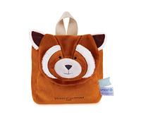 Doudou et Compagnie - Rucksack Panda rot - UNICEF - 20 x 20 x 10 cm - Klettverschluss - verstellbare Träger - Geschenkidee zur Geburt für Mädchen und Jungen - ab 18 Monaten - DC4063