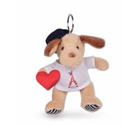 DOUDOU ET COMPAGNIE - Schlüsselanhänger Plüsch Pariser Hund mit T-Shirt Eiffelturm und Barett - 14 cm - Kollektion Amour de Paris - Geschenkidee Souvenir für Kinder und Erwachsene, Fans Paris - SP4284