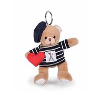 Doudou et Compagnie - Schlüsselanhänger Plüsch Seemannsbär Eiffelturm - 14 cm - Kollektion Amour de Paris - mit Baskenmütze & Herz - Mini-Plüschtier Zubehör für Taschen - Geschenkidee Souvenir Paris