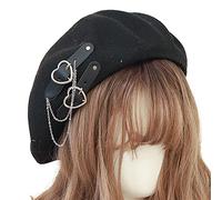 Douoiussluka Sweet Cool Punk Baskenmütze Hut Niedlich Mädchen Herz Schnalle JK Hut Japanische Beanie JK Hut Kawaii Preppy Stil Mädchen Barett