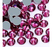 Dowarm Hotfix-Kristall-Strasssteine, Hotfix-Kristalle zum Basteln, Kleidung, flache Rückseite, Glaskristall zur Dekoration, runde Edelsteine (Fuchsia, SS6, 2,0 mm)