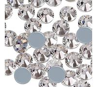 Dowarm Kristallklare Hotfix-Kristalle, Hotfix-Strasssteine zum Basteln, Kleidung, flache Rückseite, Glassteine für Tanzkostüme, SS34, 144 Stück, Weiß