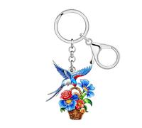 DOWAY Acryl Blau Elster Vogel Schlüsselanhänger Schlüsselring Rucksack Zubehör Schlüssel Geldbörse Charms Vogel Liebhaber Geschenke für Frauen Mädchen Kinder (Mehrfarbig)