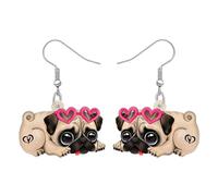 DOWAY Acryl Siberian Husky Chihuahua Beagle Dackel Yorkshire Terrier Mops Hund Ohrringe Hanging Dangle Drop Pet Schmuck für Damen Mädchen Kinder Charme Geschenk (Mops C)