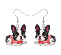 DOWAY Acryl Siberian Husky Chihuahua Beagle Dackel Yorkshire Terrier Mops Hund Ohrringe Hanging Dangle Drop Pet Schmuck für Damen Mädchen Kinder Charme Geschenk (Französische Bulldogge A)