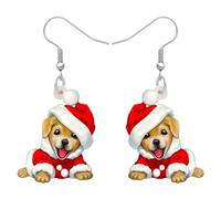 DOWAY Acryl Siberian Husky Chihuahua Beagle Dackel Yorkshire Terrier Mops Hund Ohrringe Hanging Dangle Drop Pet Schmuck für Damen Mädchen Kinder Charme Geschenk (Weihnachten Labrador)