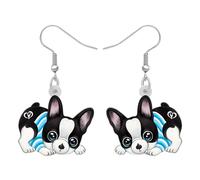 DOWAY Acryl Siberian Husky Chihuahua Beagle Dackel Yorkshire Terrier Mops Hund Ohrringe Hanging Dangle Drop Pet Schmuck für Damen Mädchen Kinder Charme Geschenk (Französische Bulldogge B)